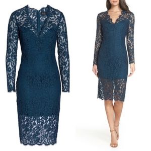 Bardot Midnights Lace Dress in Ash Blue